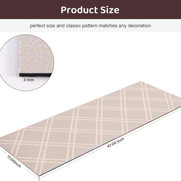 Tosuoka Kitchen Mat Cushioned Anti Fatigue, Waterproof Kitchen Runner (47”X17”) - Picture 2 of 6